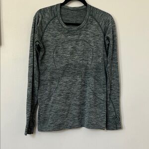Lululemon Heathered Olive-Grey Long Sleeve Athletic Top